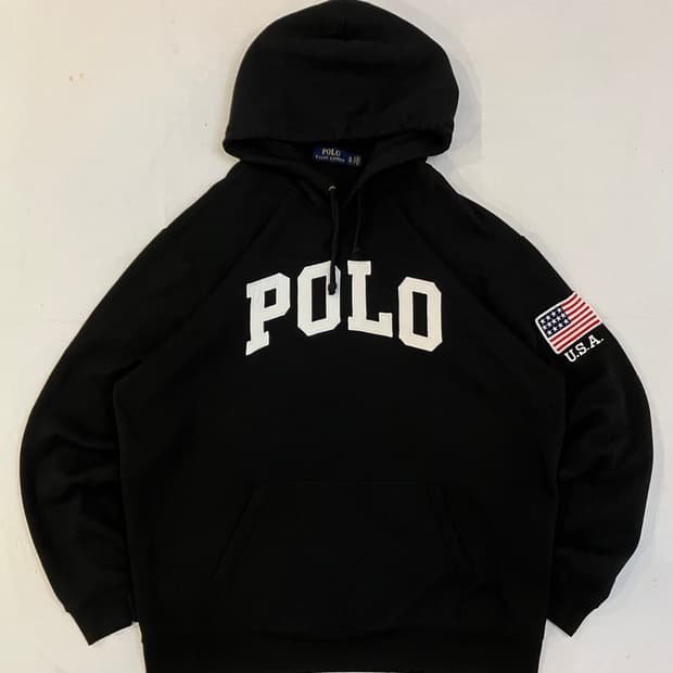 폴로 랄프로렌 성조기 치프키프 빅로고 후드티 블랙