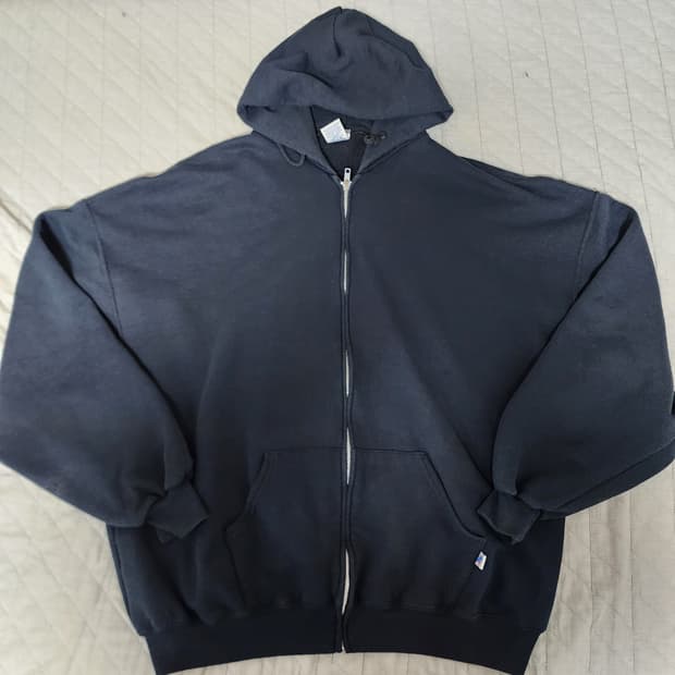 [XXL] 90s 빈티지 러셀 애슬레틱 후드집업 블랙 1
