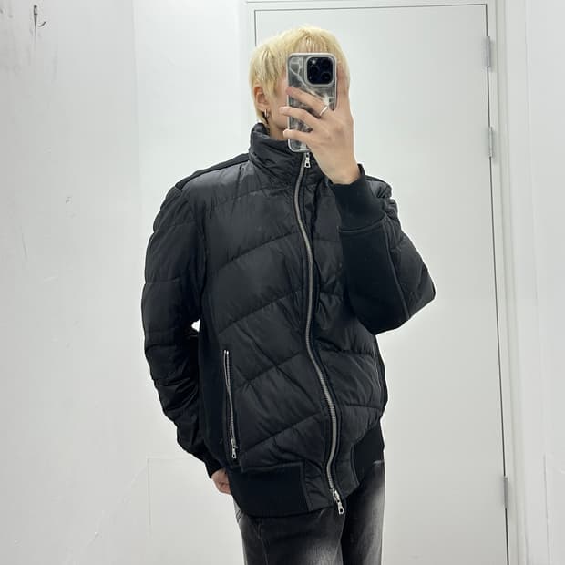 Artisan high neck 2way knit detail padde