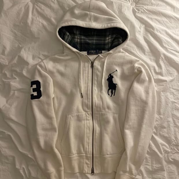 폴로 빅포니 체크 후드집업