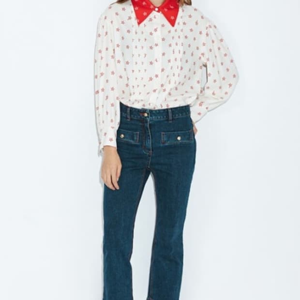 럭키슈에뜨 컬러블록 블라우스 36사이즈