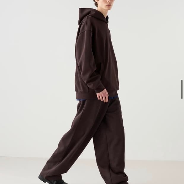 유니클로 C 스웨트 와이드 팬츠 다크 브라운