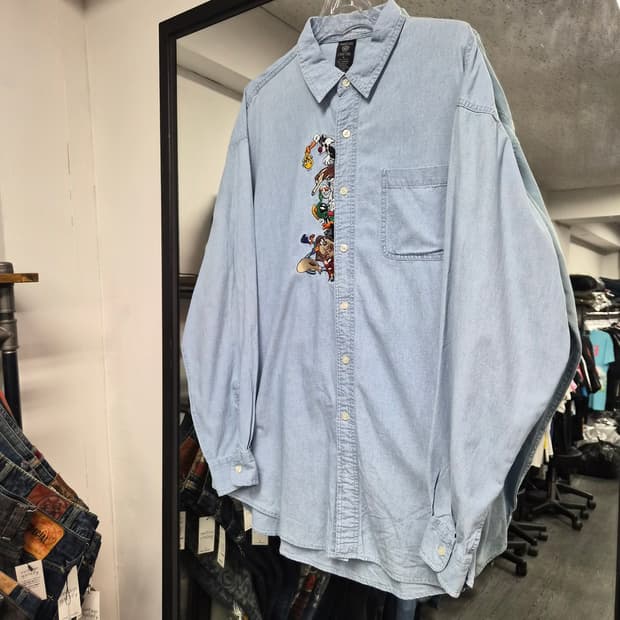 90s Warner Bros Studio Store 루니 툰 데님 셔츠