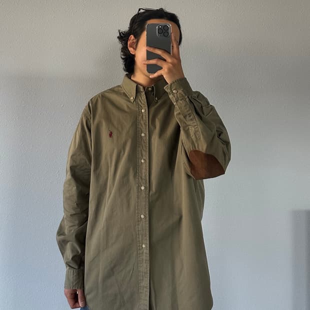 [XL]폴로 랄프로렌 클래식핏 엘보패치 셔츠