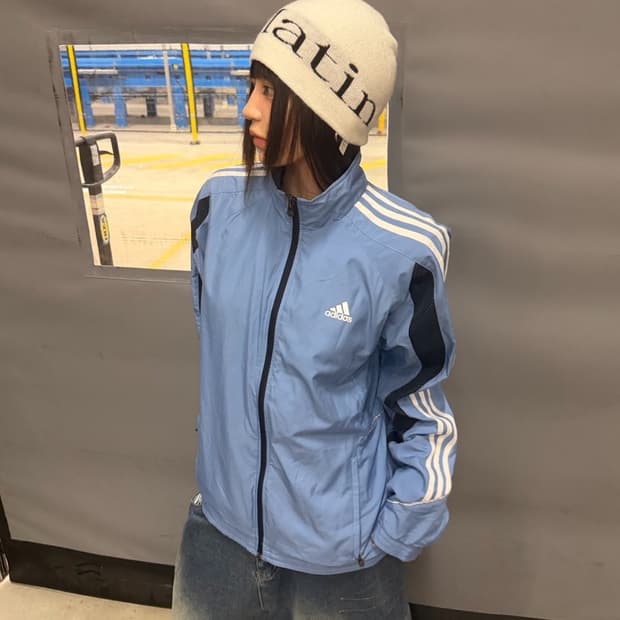 90s ADIDAS 올드스쿨 블루 윈드브레이커 jk