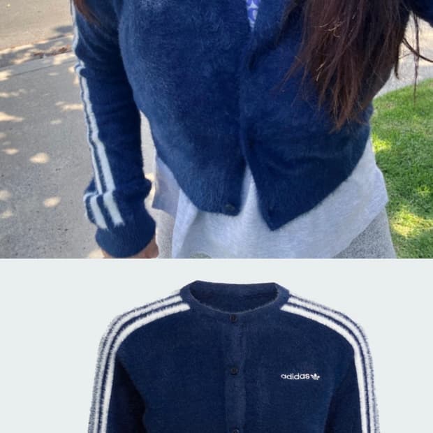 아디다스 네이비 앙고라 가디건 S