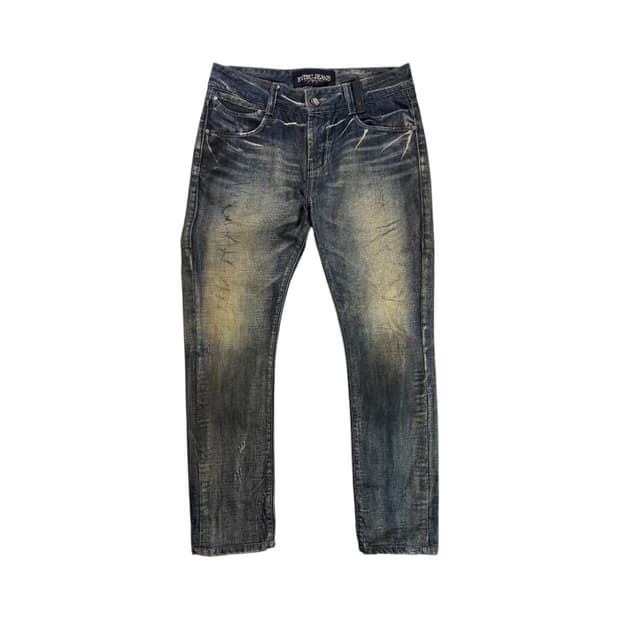 (M) 에비수 인디고 빅갈매기 동양화 포인트 워싱 데님팬츠 BD-012