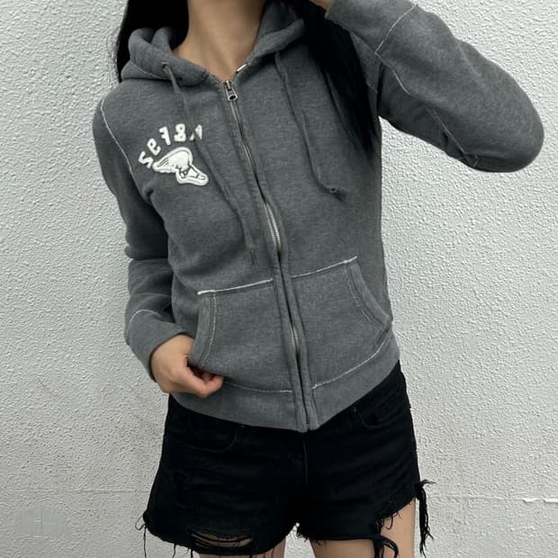 아베크롬비 자수로고 그레이 후드집업 S
