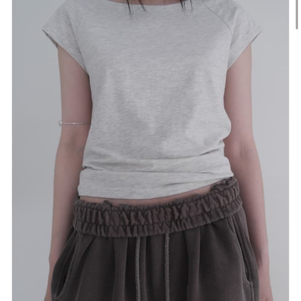 에프터먼데이 boat-neck raglan tee 멜란지