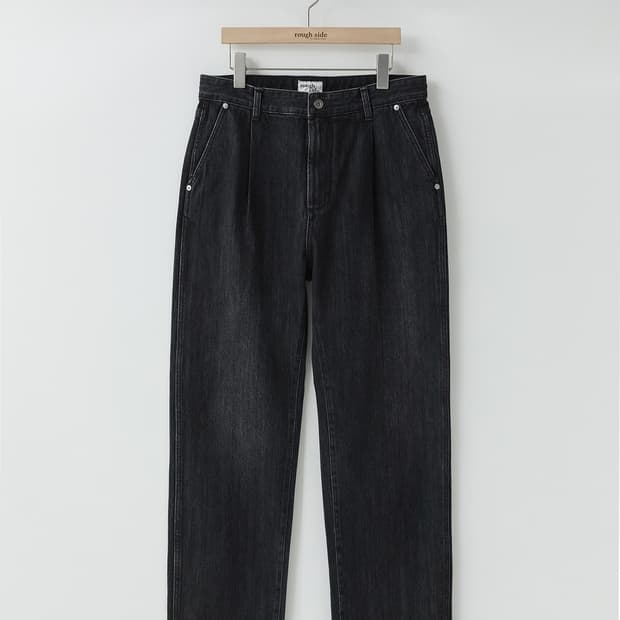 러프사이드 드레이프 데님 팬츠 워시드 블랙 [3]