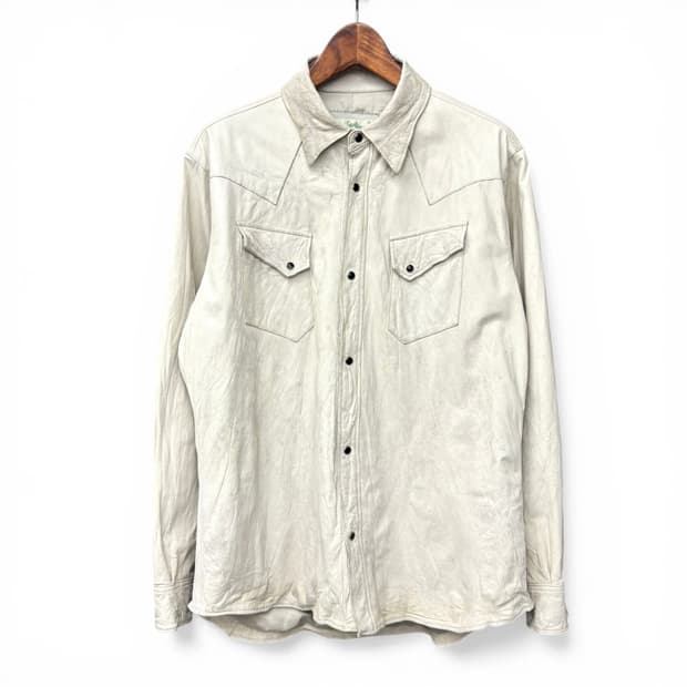 90's Fine Sportswear 카우 레더 셔츠