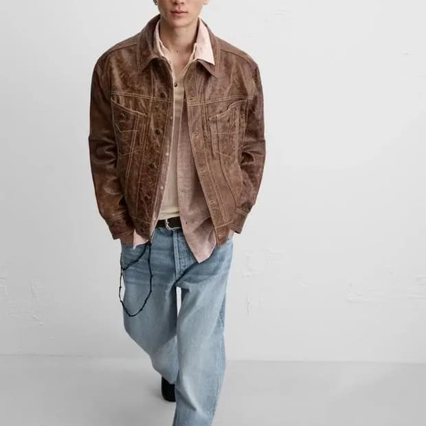 자라 워싱 레더 자켓