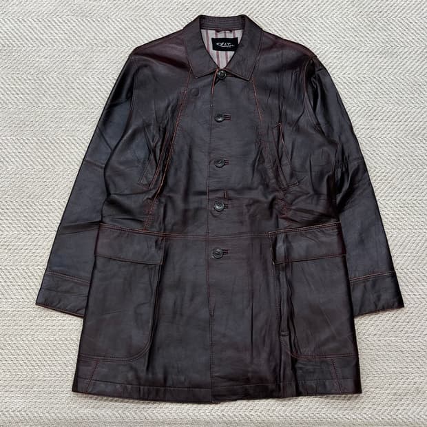 빈티지 버건디 레더 자켓 r3520