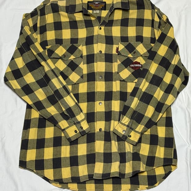 할리 데이비슨(Harley-Davidson)헤비 코튼 체크 워크 셔츠