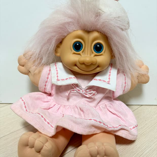 Russ 빈티지 소프트 트롤 인형 핑크 빵모자