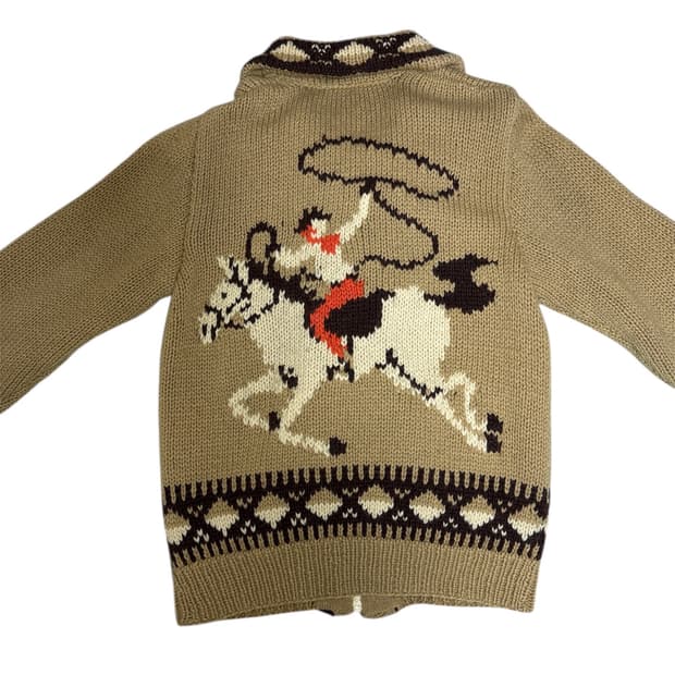 빈티지 코위찬 카우보이 울 집업 스웨터 브라운 M