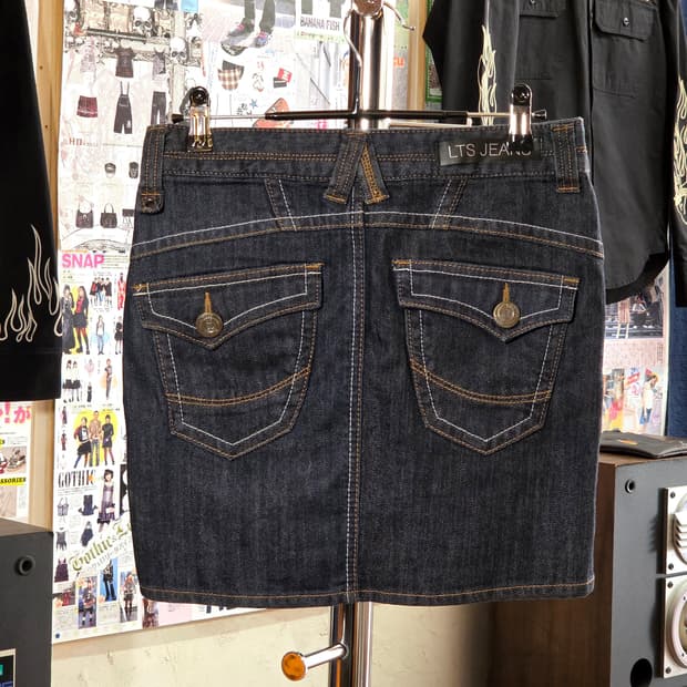 빈티지 백 포켓 생지 데님 미니 스커트