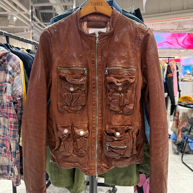 닐바렛 주름 레더 자켓 