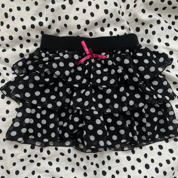 빅 도트 프릴 캉캉 스커트 팬츠