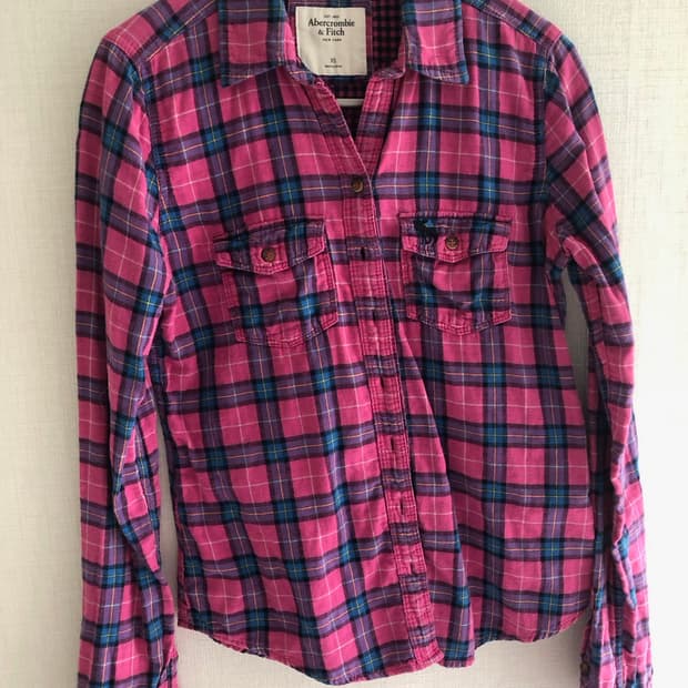 Abercrombie vintage pink check shirt