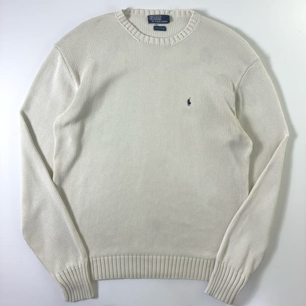 Polo  폴로 랄프로렌 자수 코튼 화이트 니트  