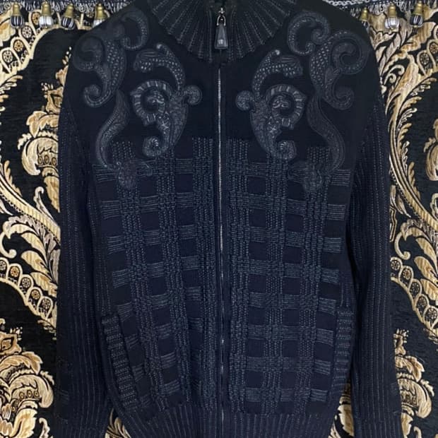[정품] 베르사체 블랙 자카드 한정판 바로크 니트 M