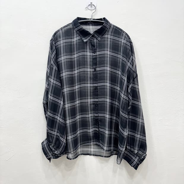 빈티지 체크 시스루 셔츠