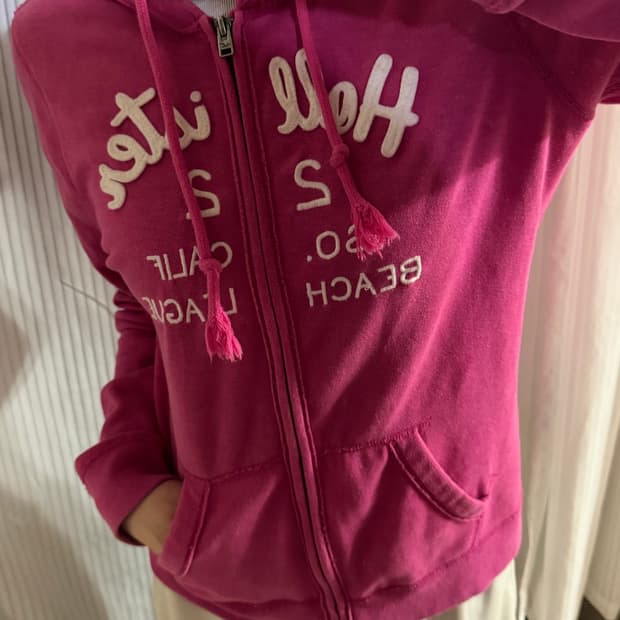 홀리스터 핑크 후드집업 L