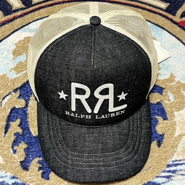 RRL 랜치 로고 데님 트러커 캡
