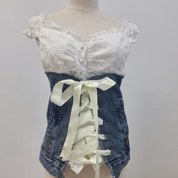 Denim corset top