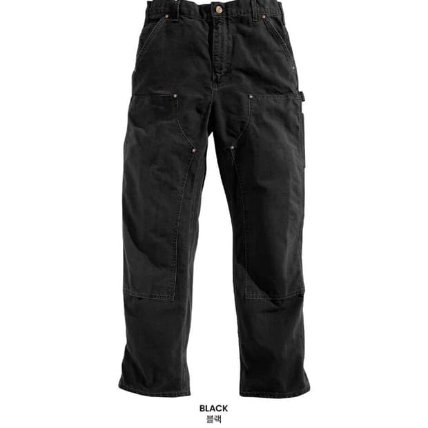 [31/30] 칼하트 US 현행 B136 더블니 팬츠 루즈핏 블랙