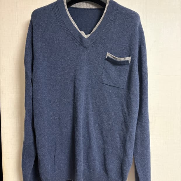 일본판 남성 스탠다드 캐시미어 브이넥 니트 L(100)