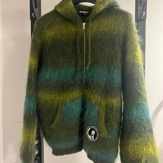 슈프림 X 히스테릭글래머 모헤어 집업후드 그린