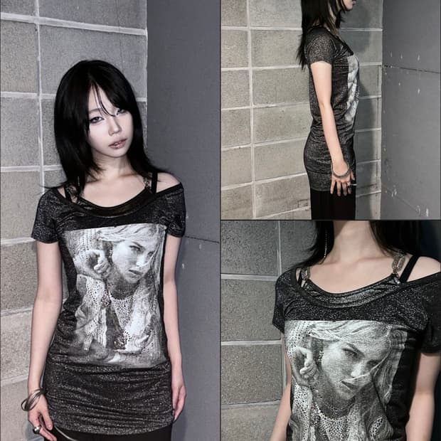 Glitter Graphic Rhinestone Top