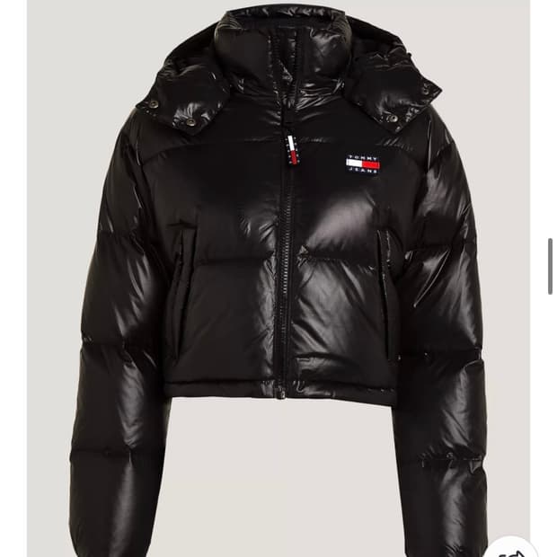 타미힐피거 여성글로시 유광 크롭푸퍼 패딩자켓 블랙