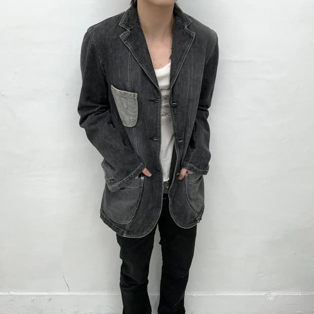 Suede detail denim tailor jacket