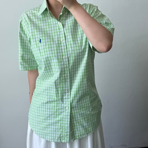 [M] 폴로 클래식핏 체크 반팔셔츠