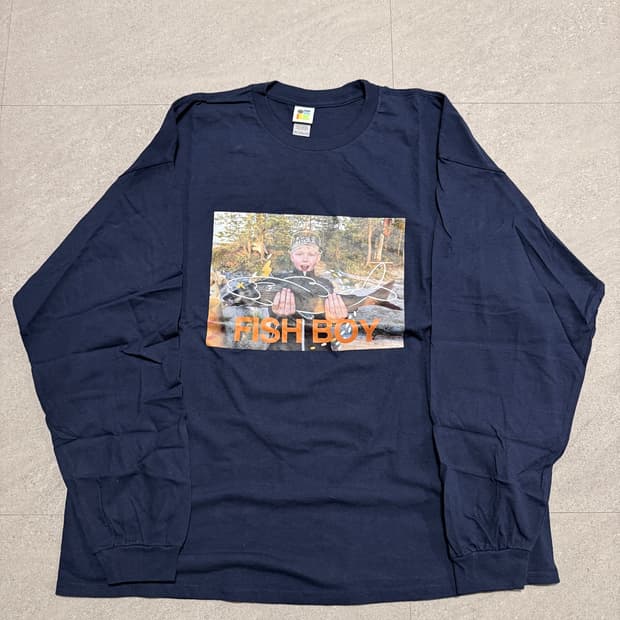 [2XL] 얼렁뚱땅상점 피쉬 보이 롱슬리브 티셔츠 네이비 침착맨