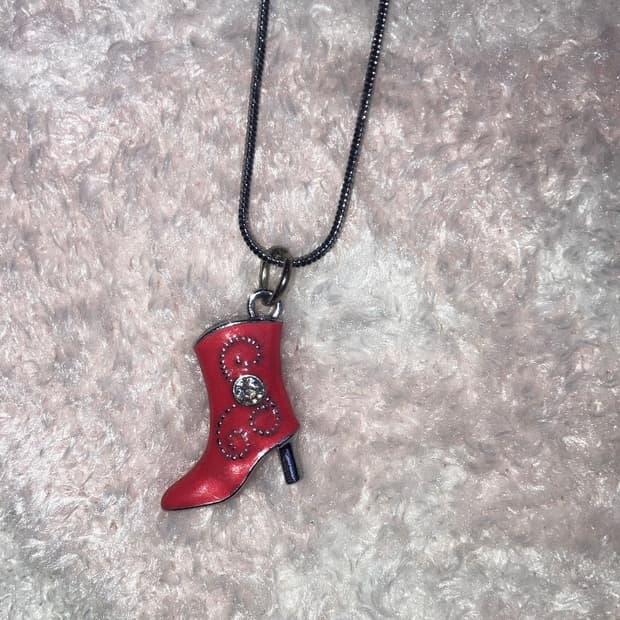 jpn 핑크 부츠 목걸이