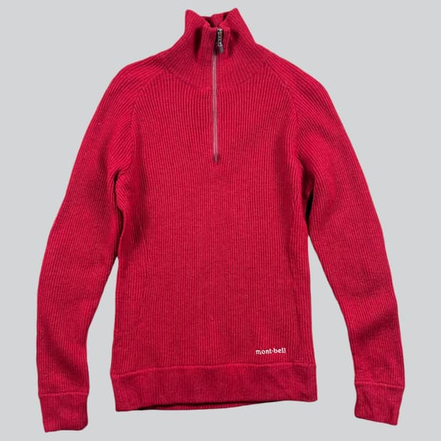 montbell 레드컬러 하프집업니트 