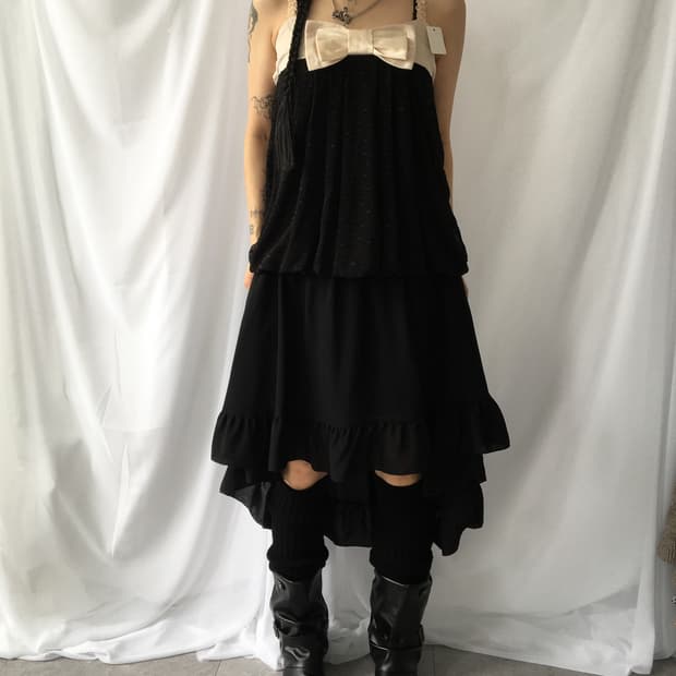 Ribbon point dot pattern sleeveless