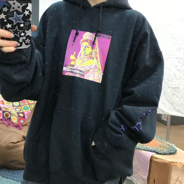 길단 프린팅 기모 후드티 