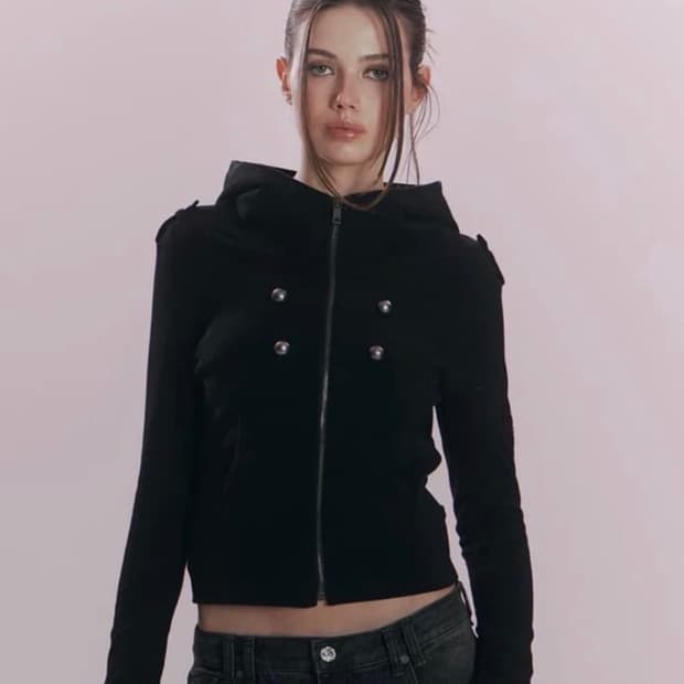 [구매] 플리즈노팔로우 밀리터리 후드 집업 블랙