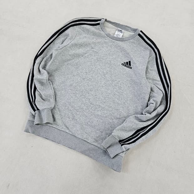 [L] 아디다스 삼선 그레이 기모 맨투맨 0115YH1