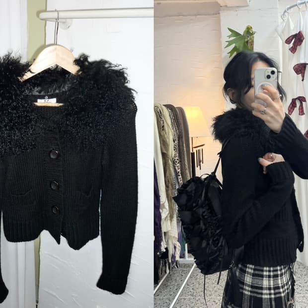 chic fur black cardigan