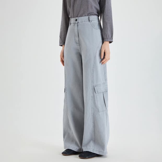 택포)미쏘 코튼 카고 팬츠 그레이 M