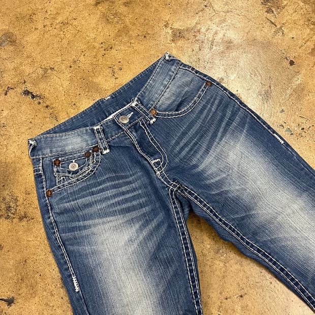 [정품/32] 트루릴리젼 블루 워싱 데님 바지 b19