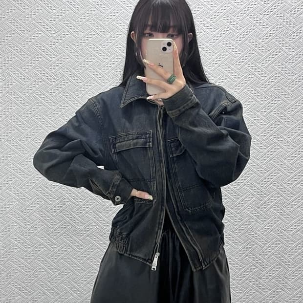 쿠어 모던 캐주얼 시크 틴트 데님 청자켓 95 C10074