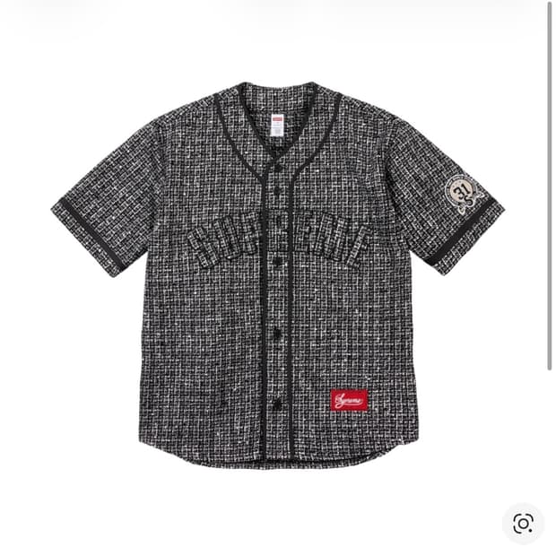 새상품 슈프림 부클 베이스볼 저지 블랙 - 25FW