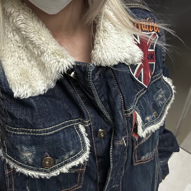 빈티지 패치 청자켓 파우닝 큐빈 샵오공이 와투케 웨스턴